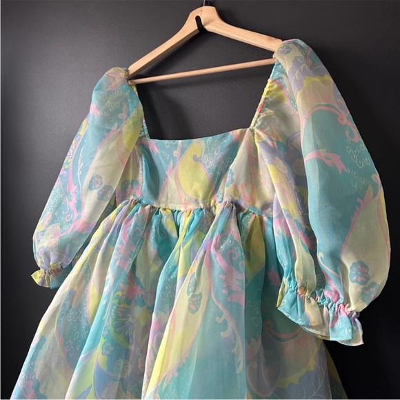 Selkie The Electric Lady Puff Organza Babydoll Mini Dress Size Medium - Picture 7 of 14